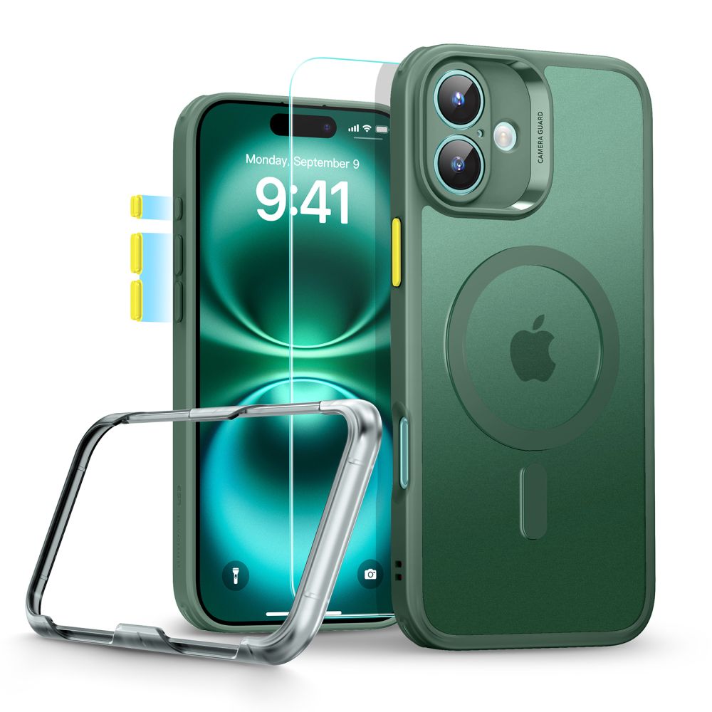ESR iPhone 16 - Classic Pro Halolock - Σετ με 1 Αντιχαρακτικό Γυαλί Οθόνης και Θήκη MagSafe - Frosted Green