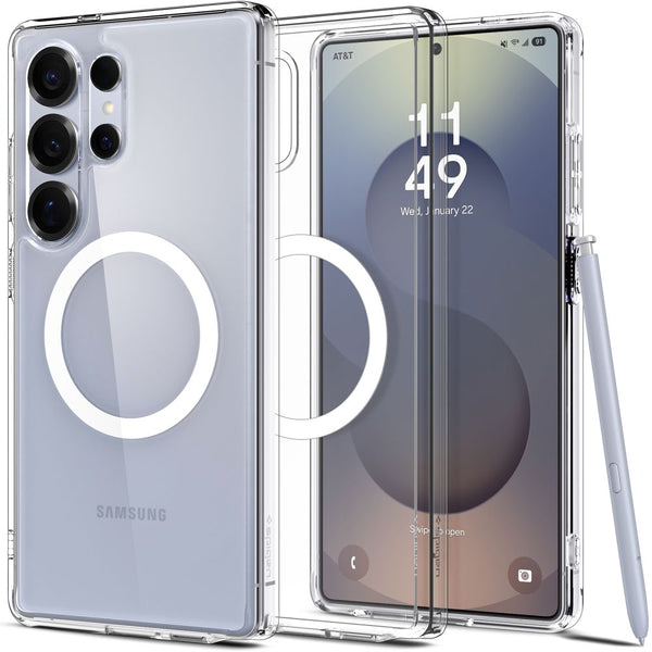 Spigen Samsung Galaxy S25 Ultra - Ultra Hybrid Mag - Σκληρή Θήκη με Πλαίσιο Σιλικόνης Και MagSafe - Clear / White - likebrands.gr