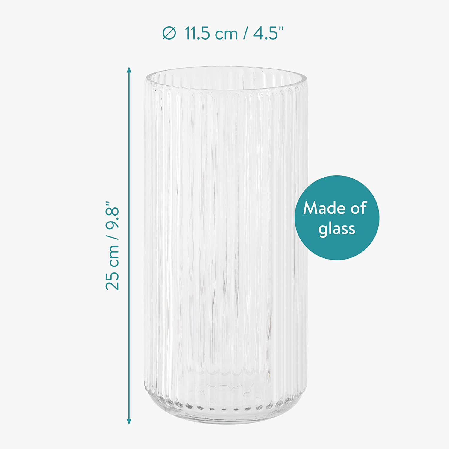 Navaris Γυάλινο Διακοσμητικό Βάζο - 25 x 11.5 cm - Διάφανο - 60177.01