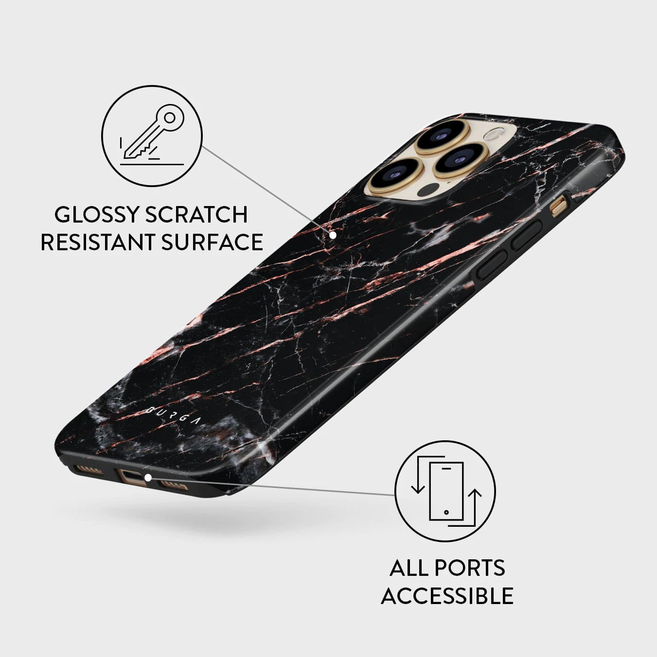 Burga iPhone 13 Pro Fashion Tough Σκληρή Θήκη - Rose Gold Marble