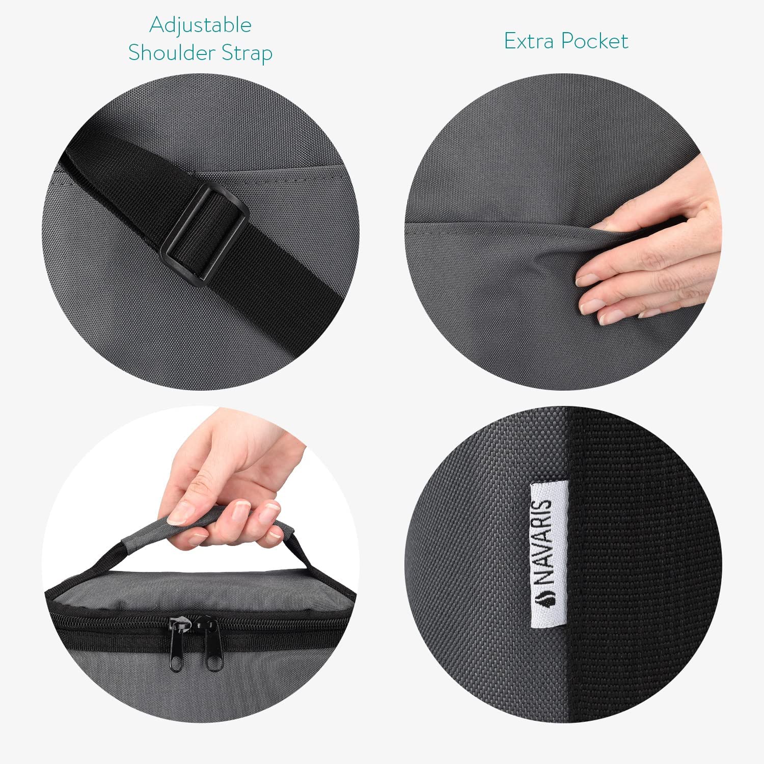 Navaris Cool Bag Ισοθερμική Τσάντα με 2 Θήκες για Μπουκάλια Κρασιού - Grey - 46163.25