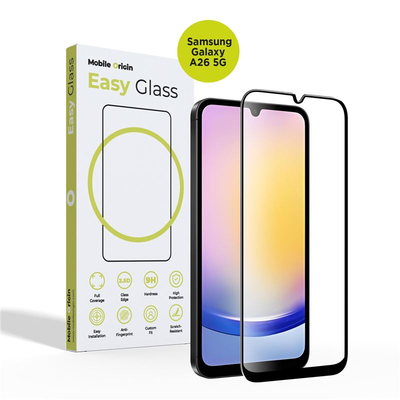 Mobile Origin Samsung Galaxy A26 5G EasyGlass Case Friendly 9H Full Screen Full Glue Tempered Glass Αντιχαρακτικό Γυαλί Οθόνης - Black
