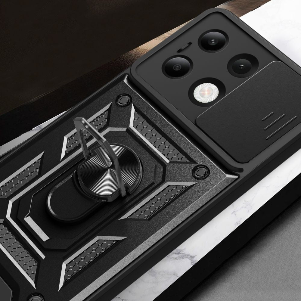 Tech-Protect Xiaomi Redmi Note 13 4G Camshield Pro Σκληρή Θήκη με Πλαίσιο Σιλικόνης και Δαχτυλίδι Συγκράτησης - Black