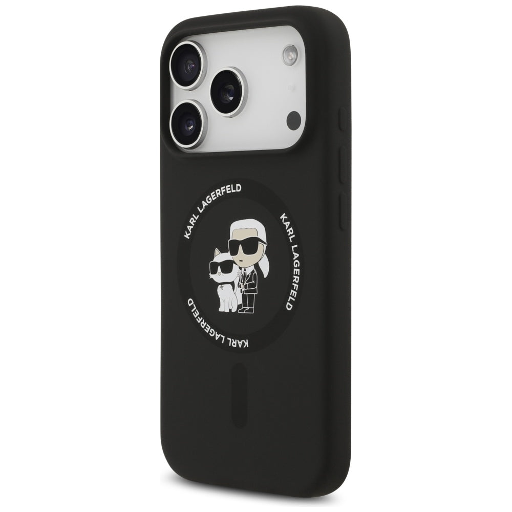 Karl Lagerfeld iPhone 17 Pro Max - Silicone Karl and Choupette Ring MagSafe Θήκη Σιλικόνης - Black - KLHMP17XSCMKCRHK