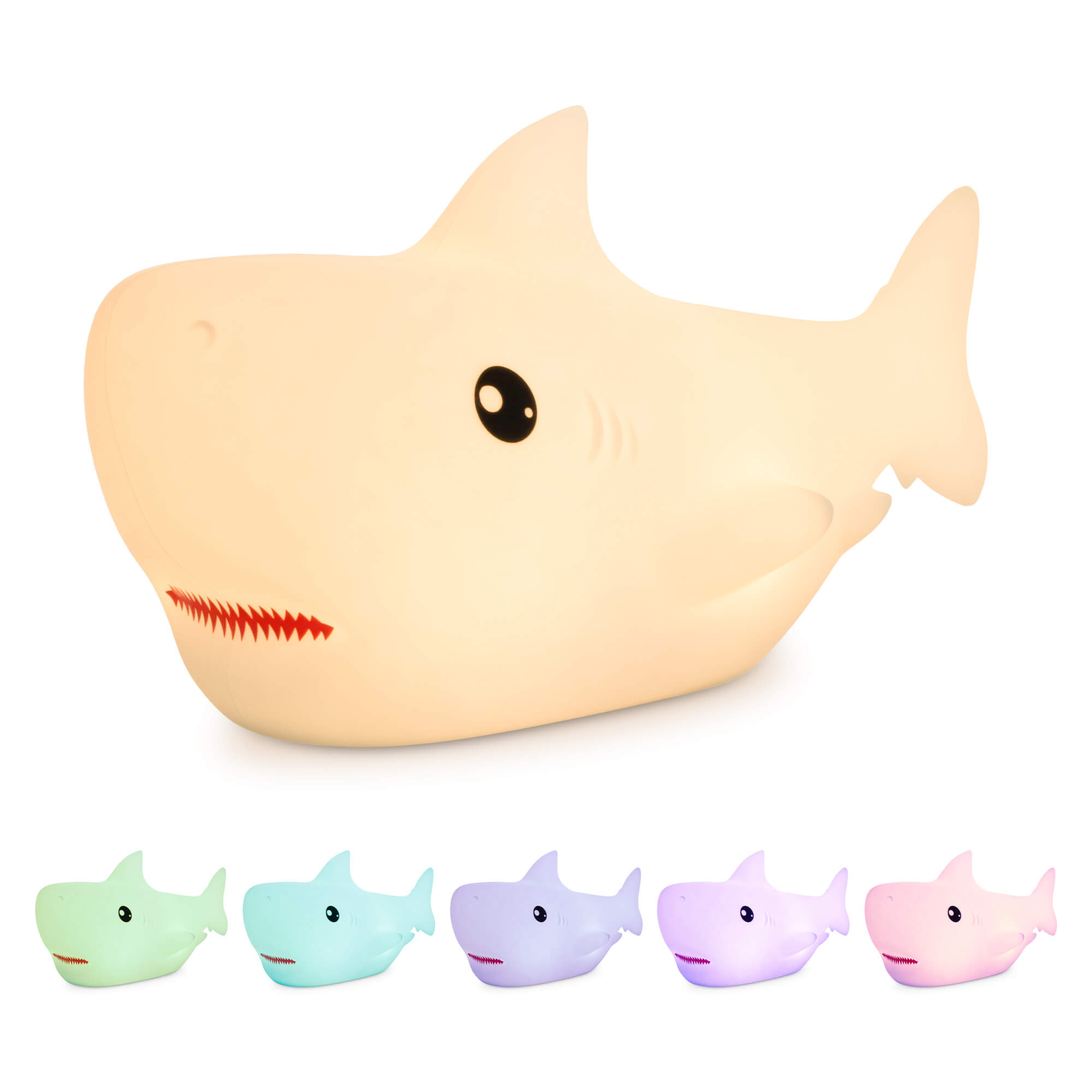 Navaris LED Night Light RGB - Παιδικό Νυχτερινό Φως με Αλλαγή Χρωμάτων - Design Shark - White - 55004.02.01