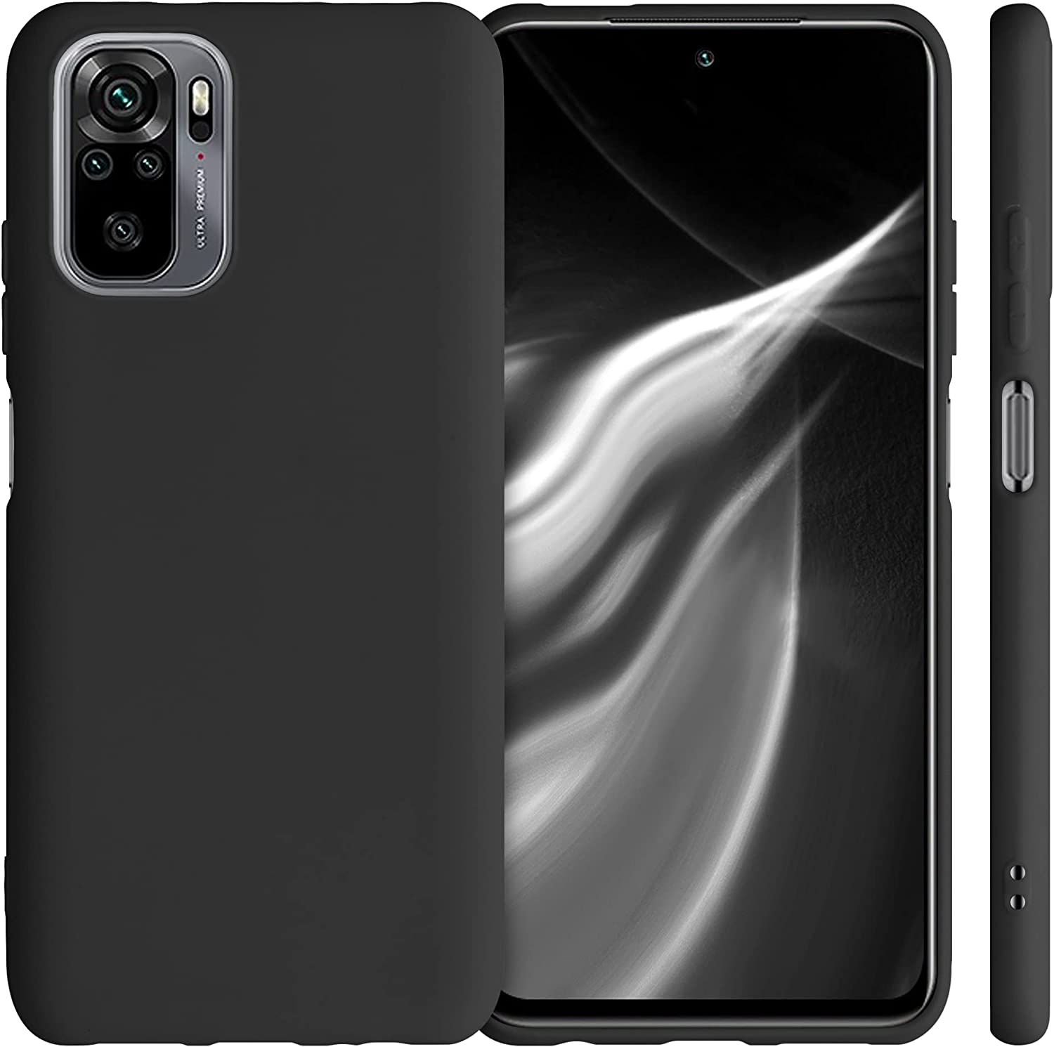 KW Xiaomi Redmi Note 10 / Note 10s / Poco M5s Θήκη Σιλικόνης TPU - Matte Black - 54541.47
