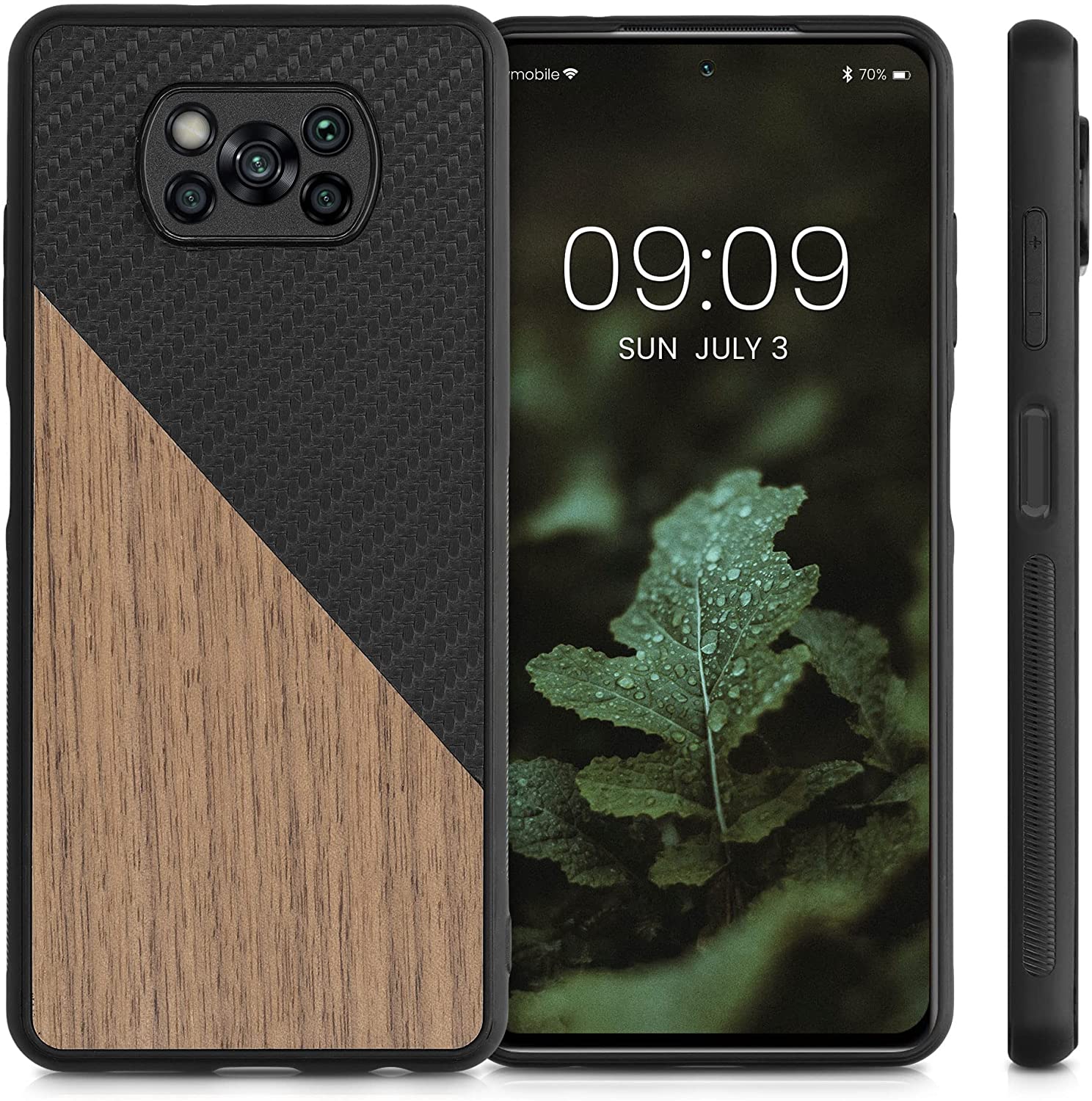 KW Xiaomi Poco X3 NFC / X3 Pro Θήκη από Φυσικό Ξύλο και Carbon - Black / Brown - 56620.01