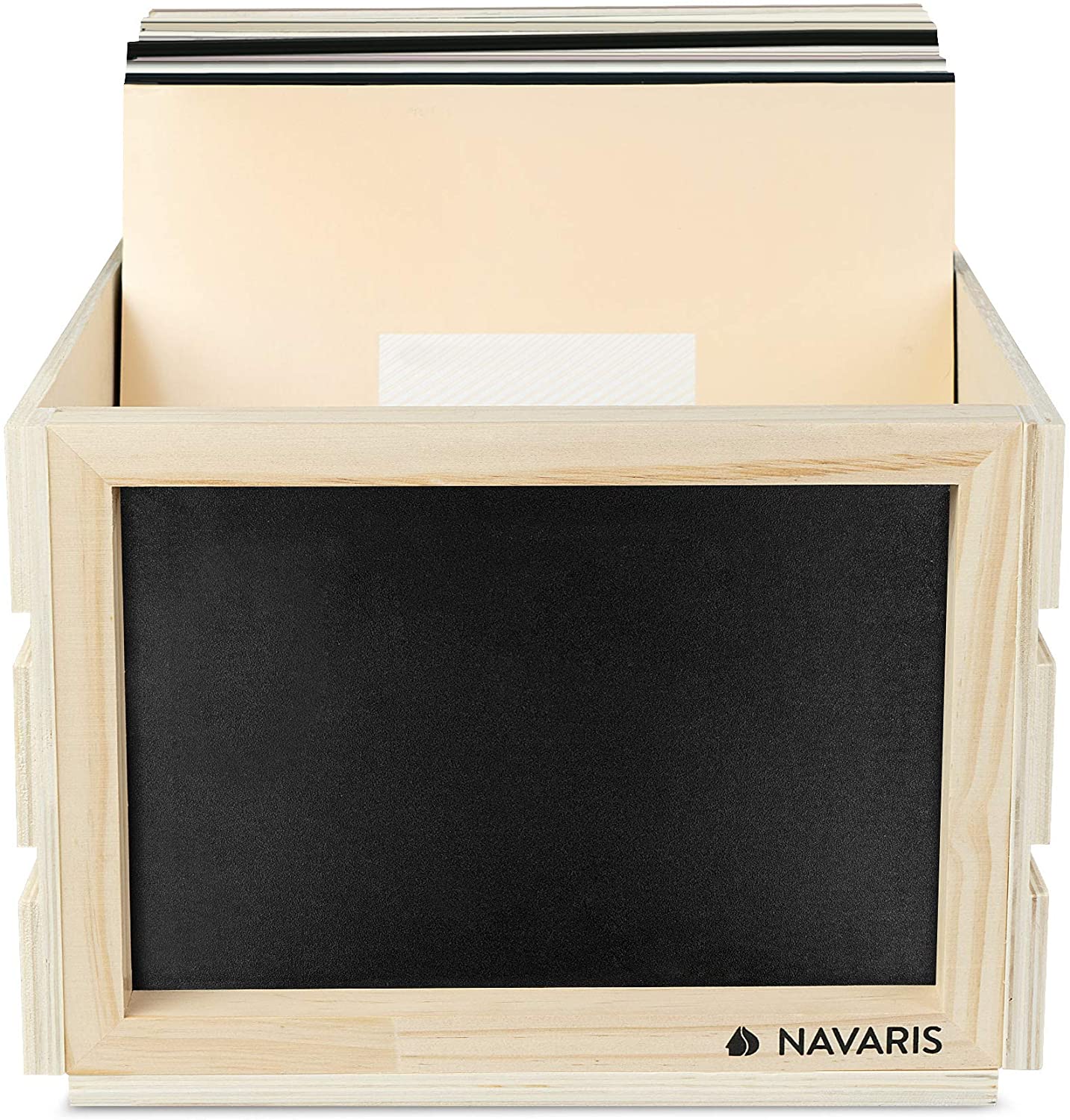Navaris Ξύλινο Κουτί Αποθήκευσης με Πίνακα Κιμωλίας - Natural - 53026.01.24