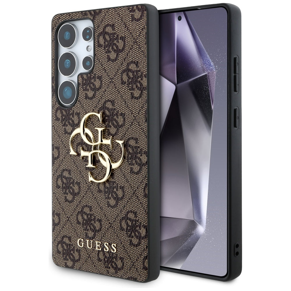 Guess Samsung Galaxy S25 Ultra - 4G Big Metal Logo - Θήκη με Επένδυση Συνθετικού Δέρματος - Brown - GUHCS25L4GMGBR