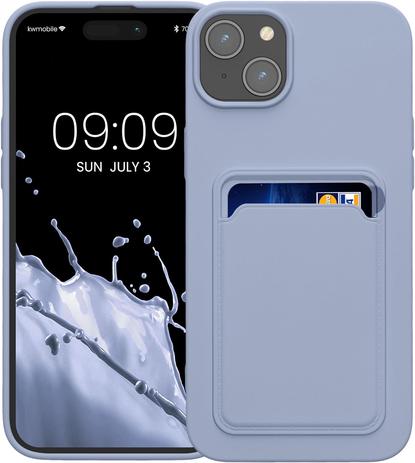 KW iPhone 15 Plus Θήκη Σιλικόνης TPU με Υποδοχή για Κάρτα - Lavender - 62018.108