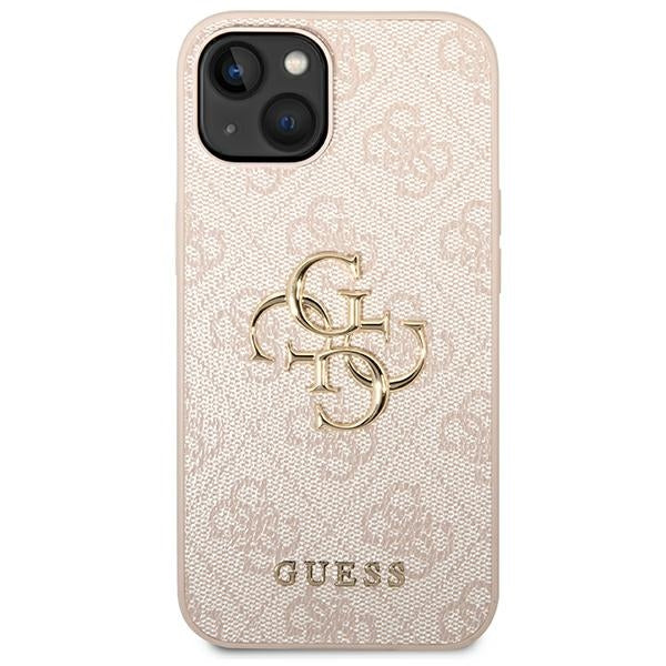 Guess iPhone 14 Plus - 4G Big Metal Logo Θήκη με Επένδυση Συνθετικού Δέρματος - Pink - GUHCP14M4GMGPI