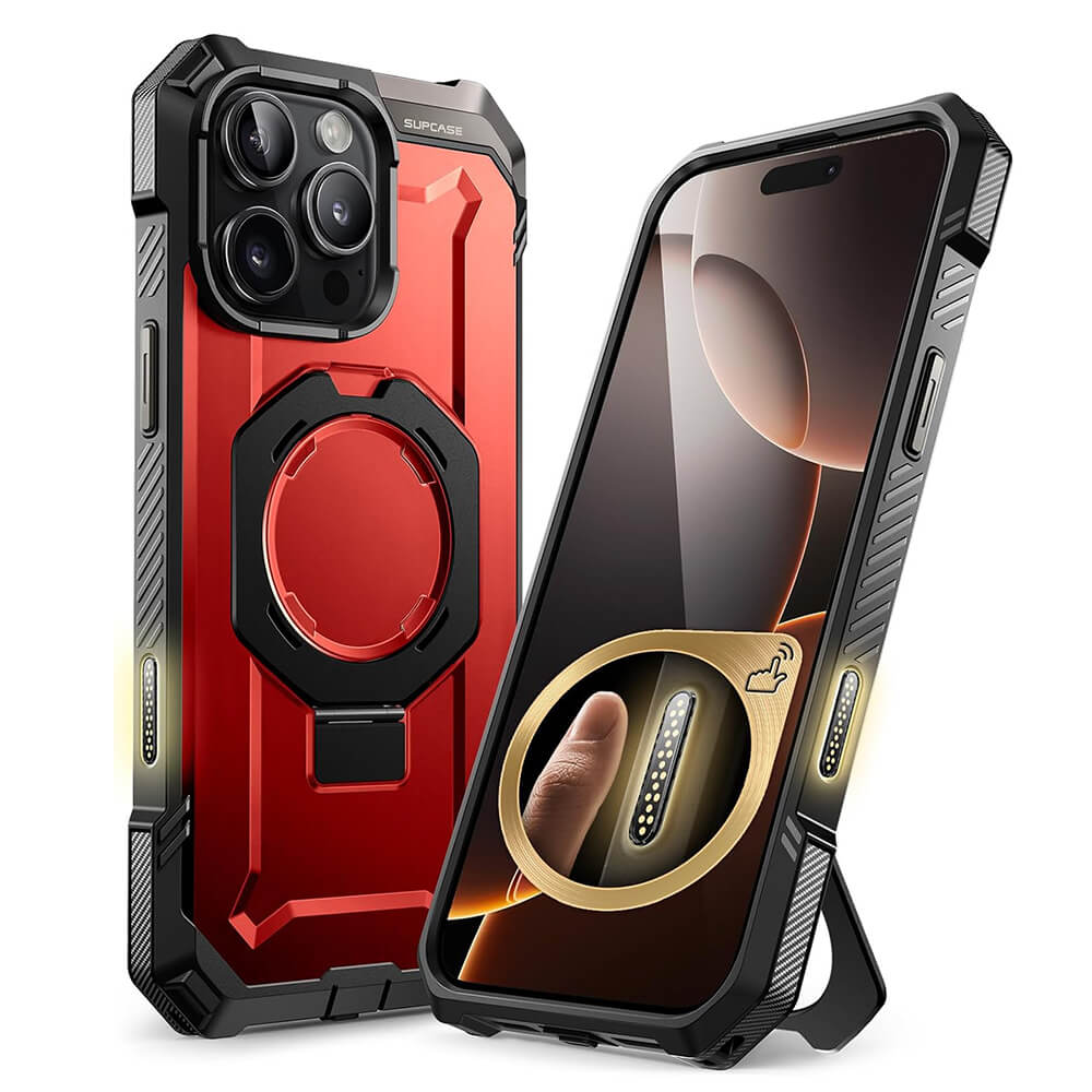 Supcase iPhone 16 Pro Max Unicorn Beetle Defender Σκληρή Θήκη με MagSafe και Stand - Metallic Red