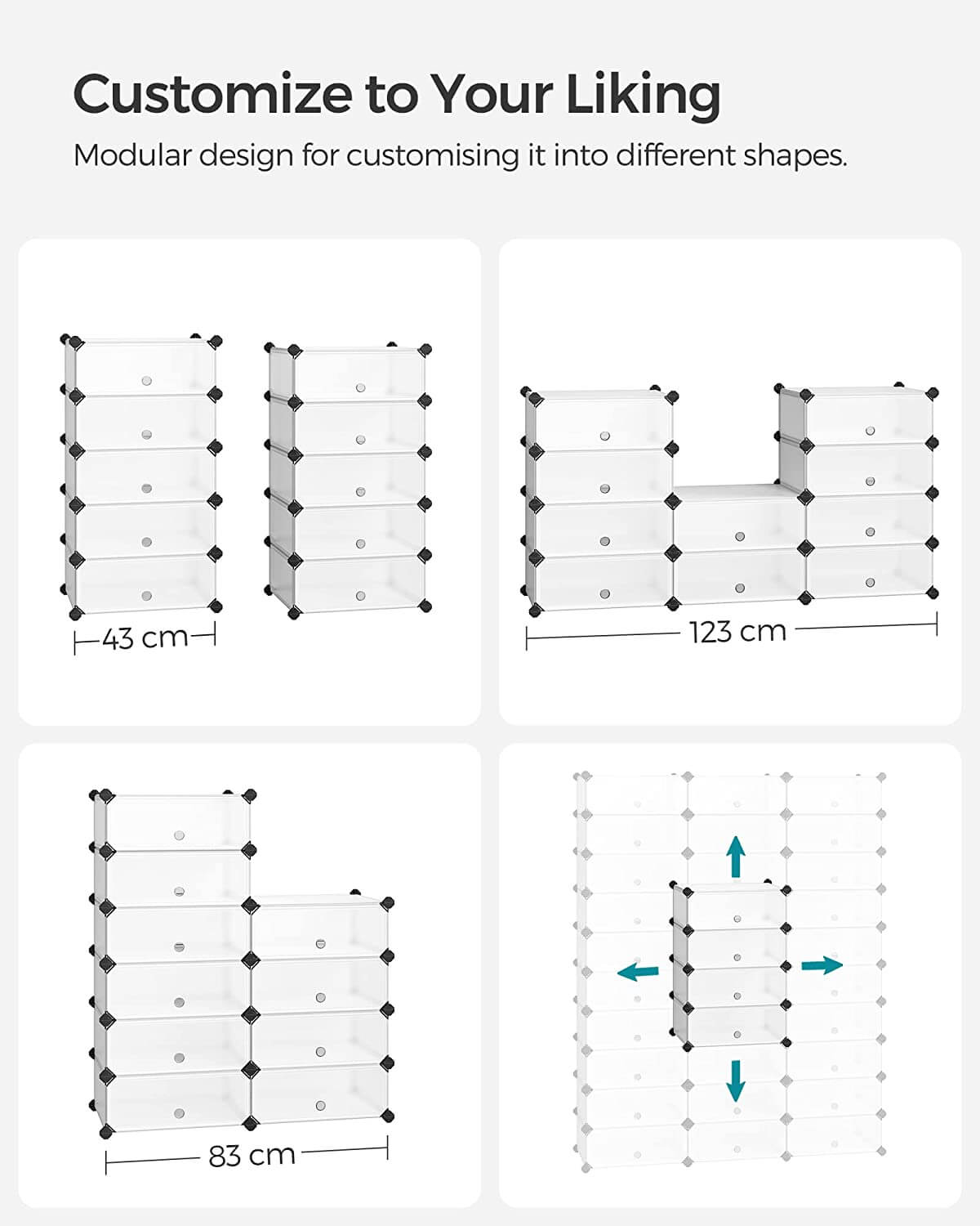 Songmics Πλαστική Παπουτσοθήκη με 10 Ράφια - White - LPC10W
