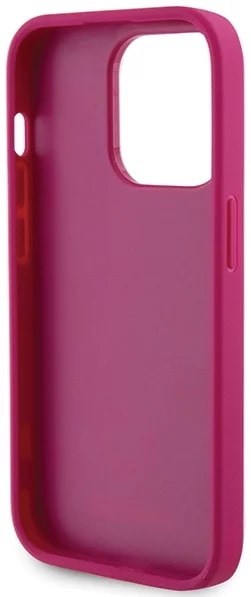 Guess iPhone 15 Pro Max 4G Strass Metal Logo Θήκη με Επένδυση Συνθετικού Δέρματος - Pink - GUHCP15XPS4DGPP