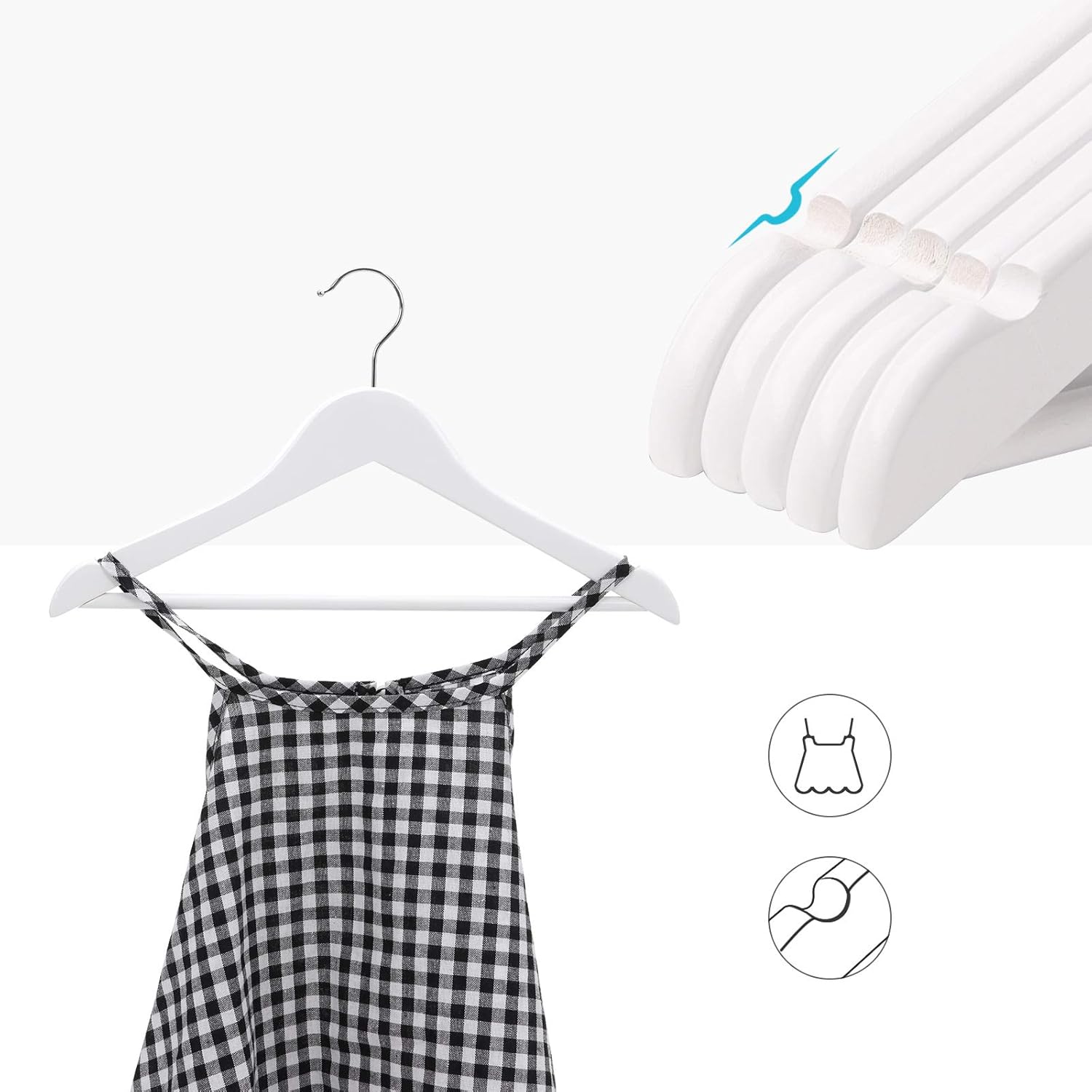 Songmics Σετ με 10 Παιδικές Ξύλινες Κρεμάστρες Ρούχων - 35 x 20 cm - White - CRW006W02