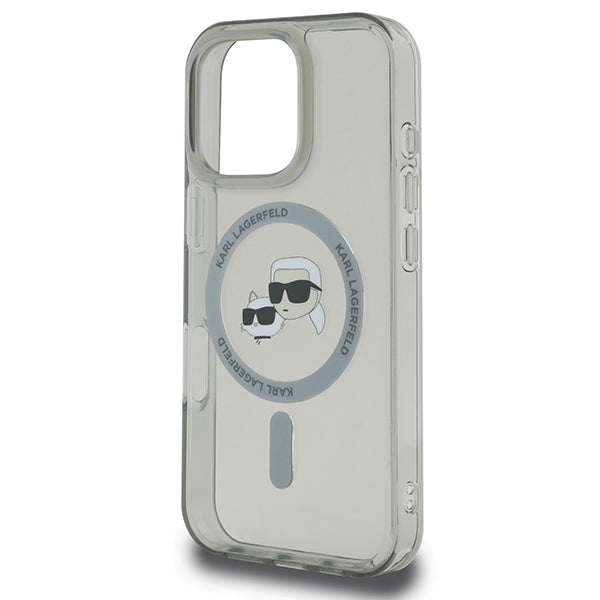 Karl Lagerfeld iPhone 16 Pro - IML Metal Karl and Choupette Head - Σκληρή Θήκη με Πλαίσιο Σιλικόνης και MagSafe - Black - KLHMP16LHLSKCK