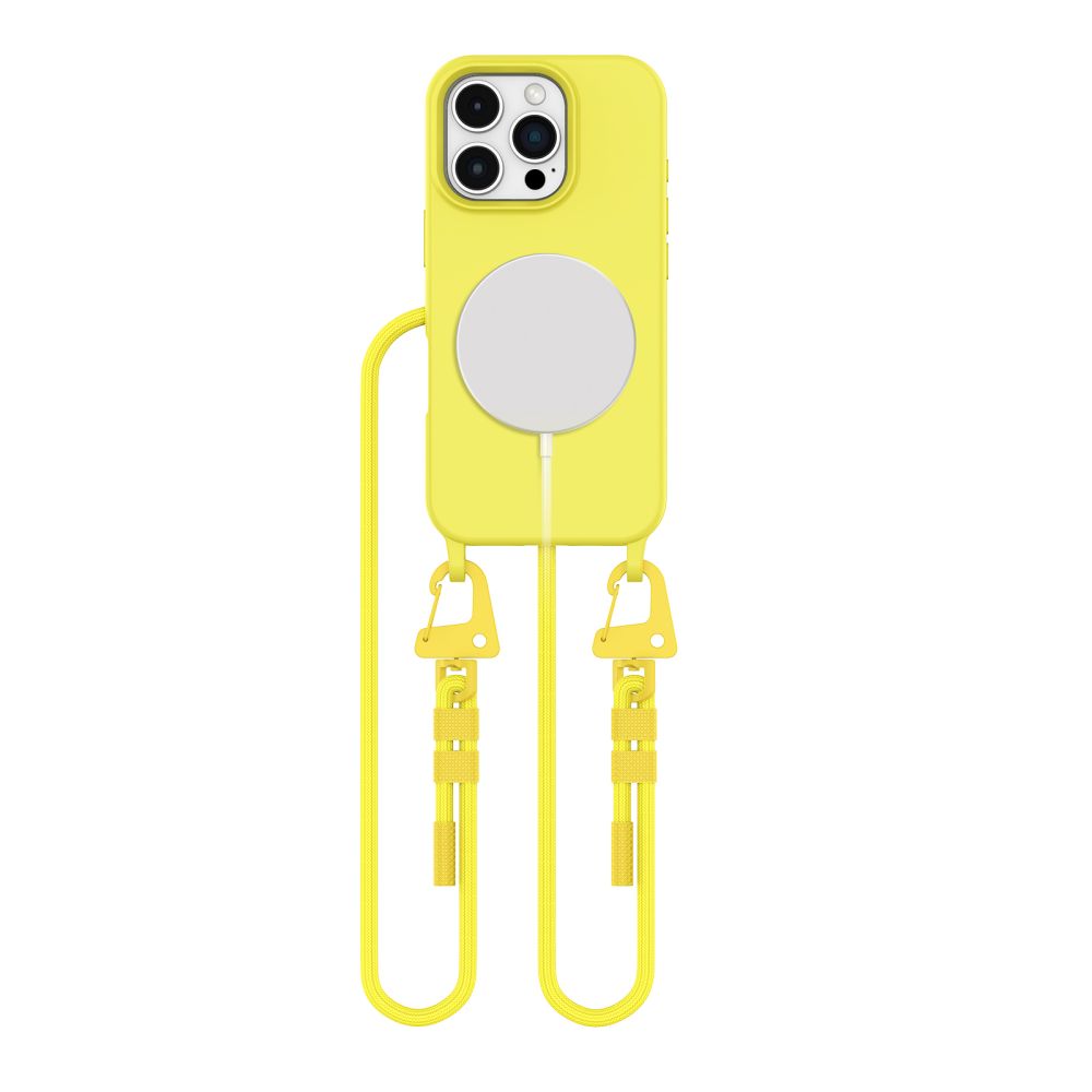 Tech-Protect iPhone 16 Pro MagNecklace - MagSafe Θήκη Σιλικόνης TPU με Pυθμιζόμενο Αποσπώμενο Κορδόνι - Canary Yellow