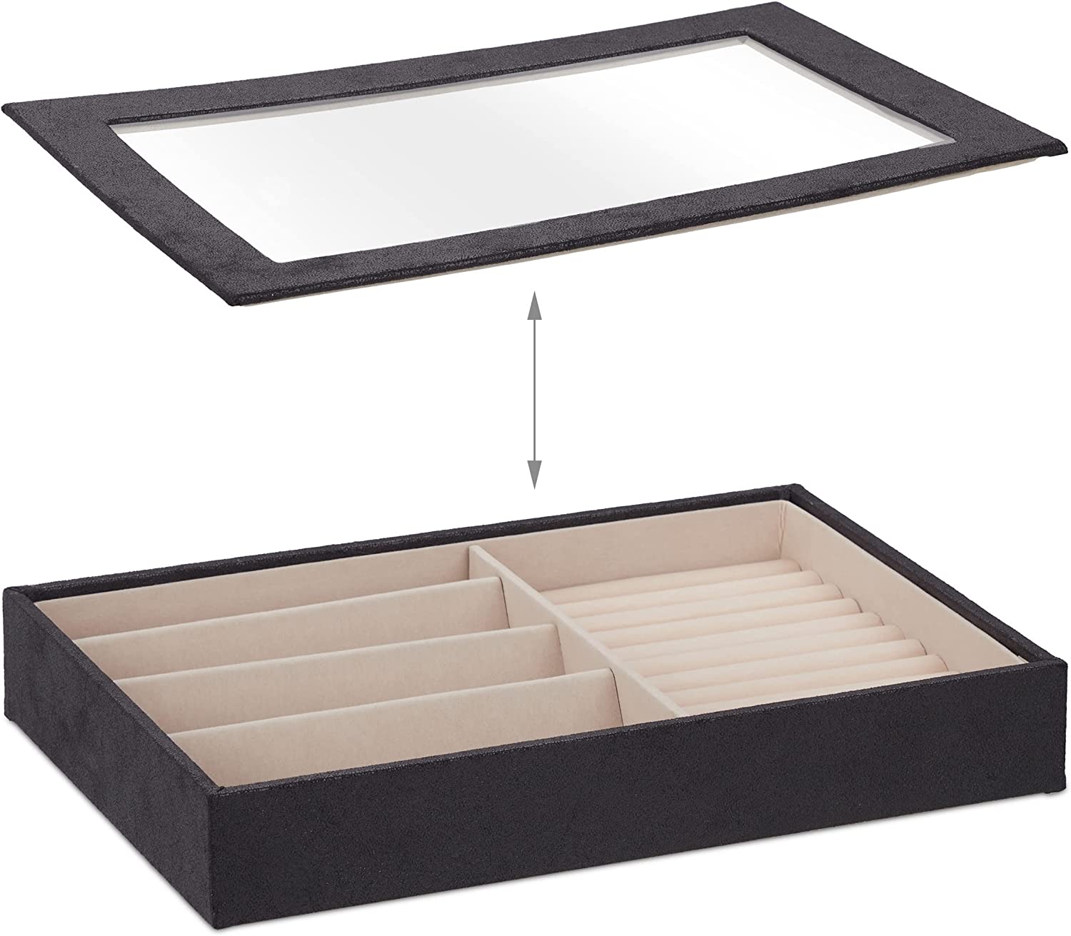 Relaxdays Κουτί Αποθήκευσης Κοσμημάτων - Black - 4052025982881