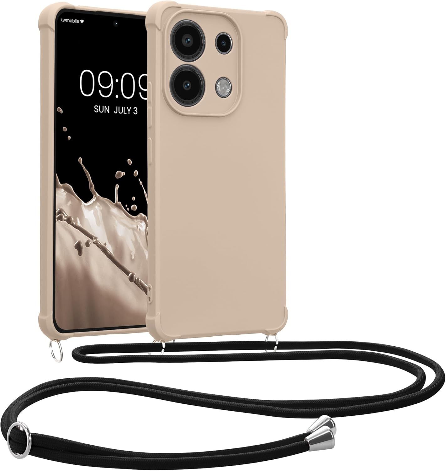 KW Xiaomi Redmi Note 13 4G Θήκη Σιλικόνης TPU με Λουράκι - Cream