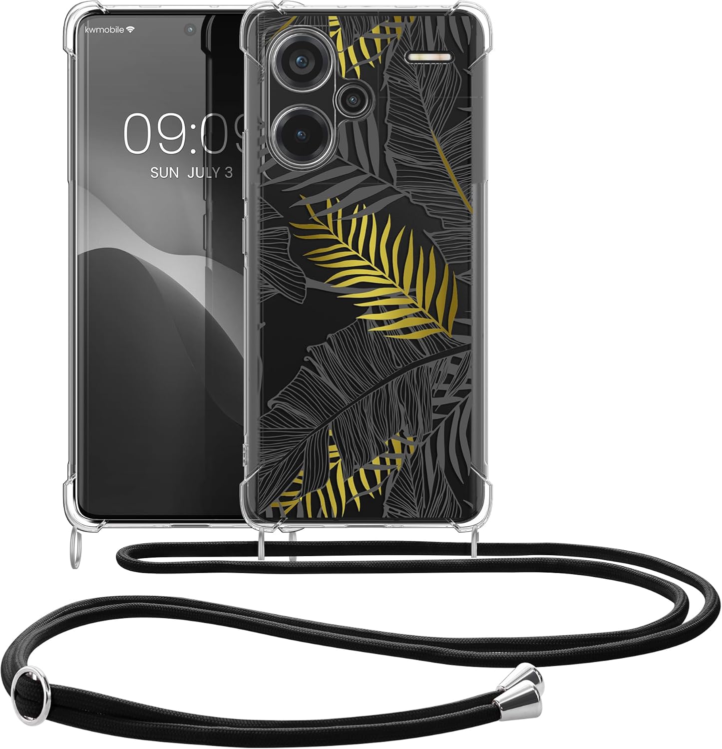 KW Xiaomi Redmi Note 13 Pro+ 5G Θήκη Σιλικόνης TPU με Λουράκι - Design Jungle - Yellow / Grey / Διάφανη