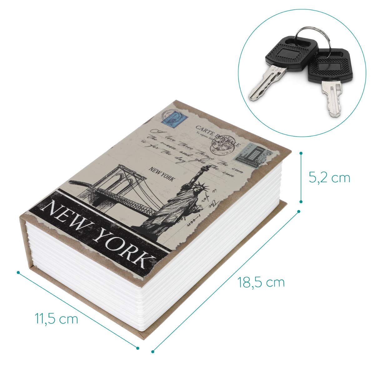 Navaris Βιβλίο Χρηματοκιβώτιο - Κρύπτη με Κλειδαριά - 18,5 x 11,5 x 5,2 εκ - Design New York - 50562.1