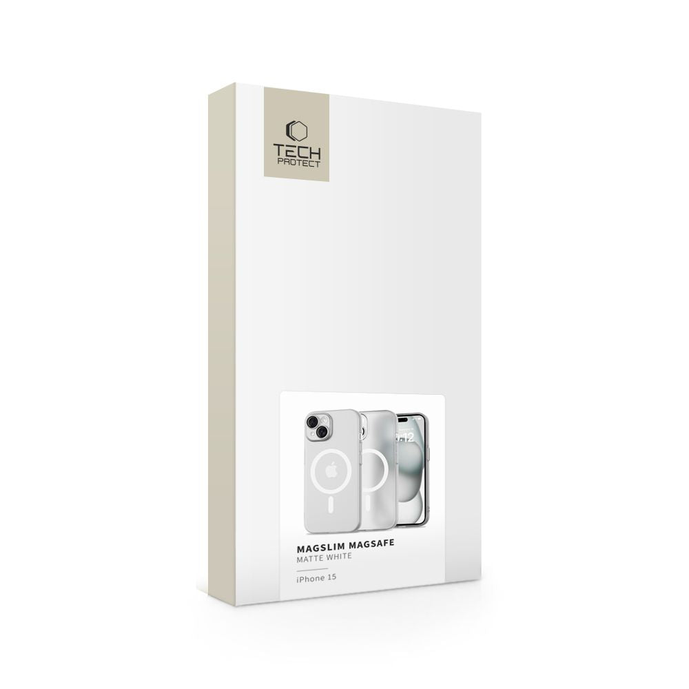 Tech-Protect iPhone 15 MagSlim - Σκληρή Θήκη με MagSafe - Matte / White