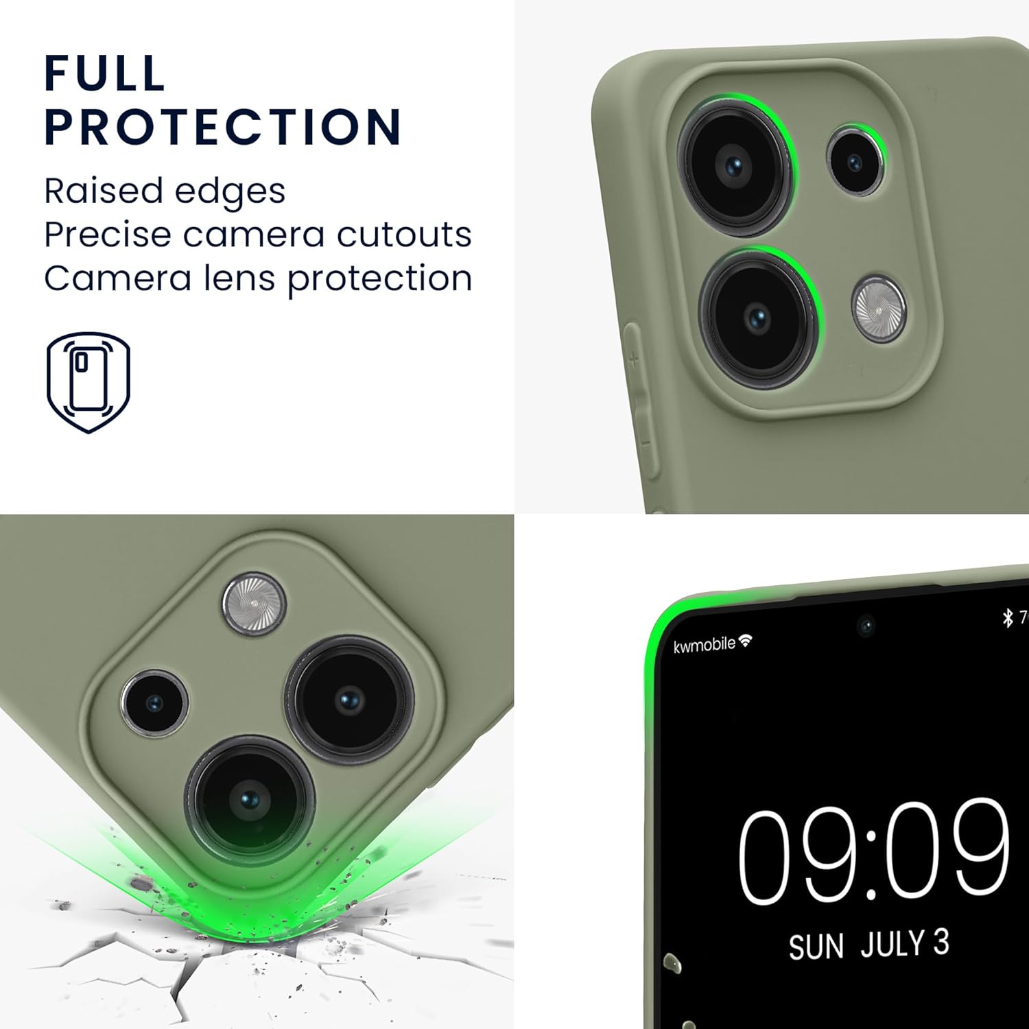 KW Xiaomi Redmi Note 13 4G Θήκη Σιλικόνης TPU - Grey Green