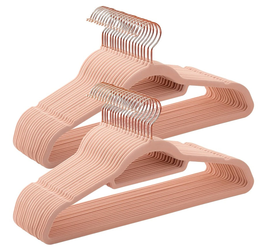 Songmics Σετ με 50 Βελούδινες Κρεμάστρες Ρούχων - Rose Gold / Light Pink - CRF21PK50