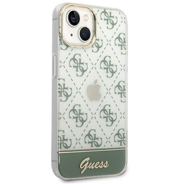 Guess iPhone 14 4G Pattern Script Σκληρή Θήκη με Πλαίσιο Σιλικόνης - Khaki - GUHCP14SHG4MHA
