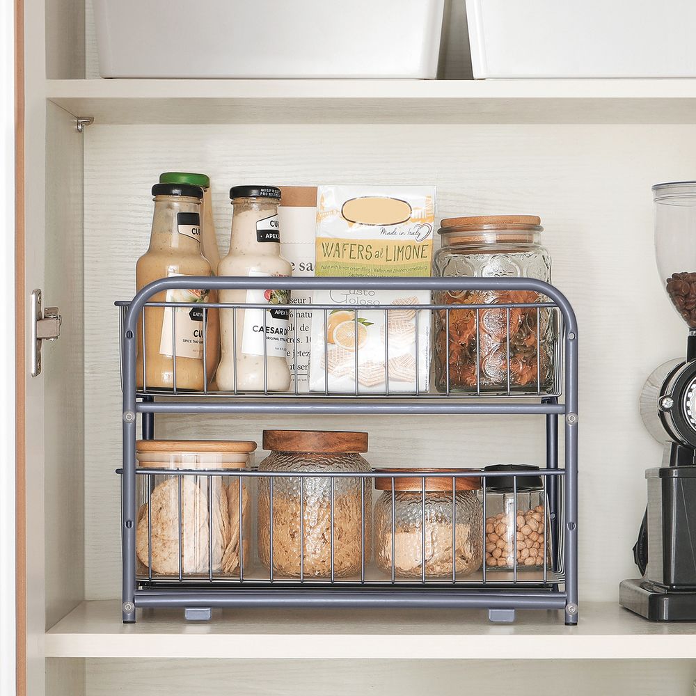 Songmics Μεταλλικό Ράφι Κουζίνας 2 Επιπέδων - Silver - KCS017E01