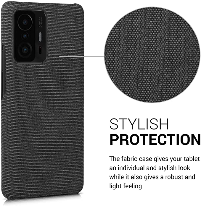 KW Xiaomi 11T / 11T Pro Σκληρή Θήκη με Υφασμάτινη Επένδυση - Dark Grey - 57488.19
