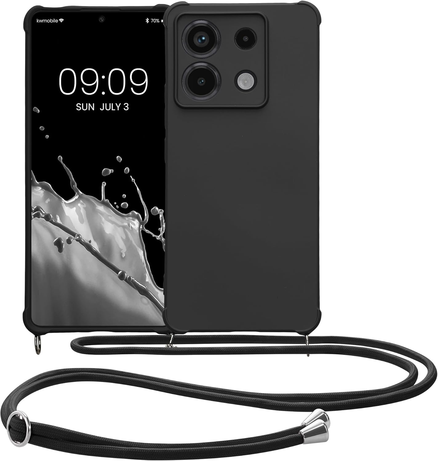 KW Xiaomi Redmi Note 13 Pro 5G / Poco X6 5G Θήκη Σιλικόνης TPU με Λουράκι - Black