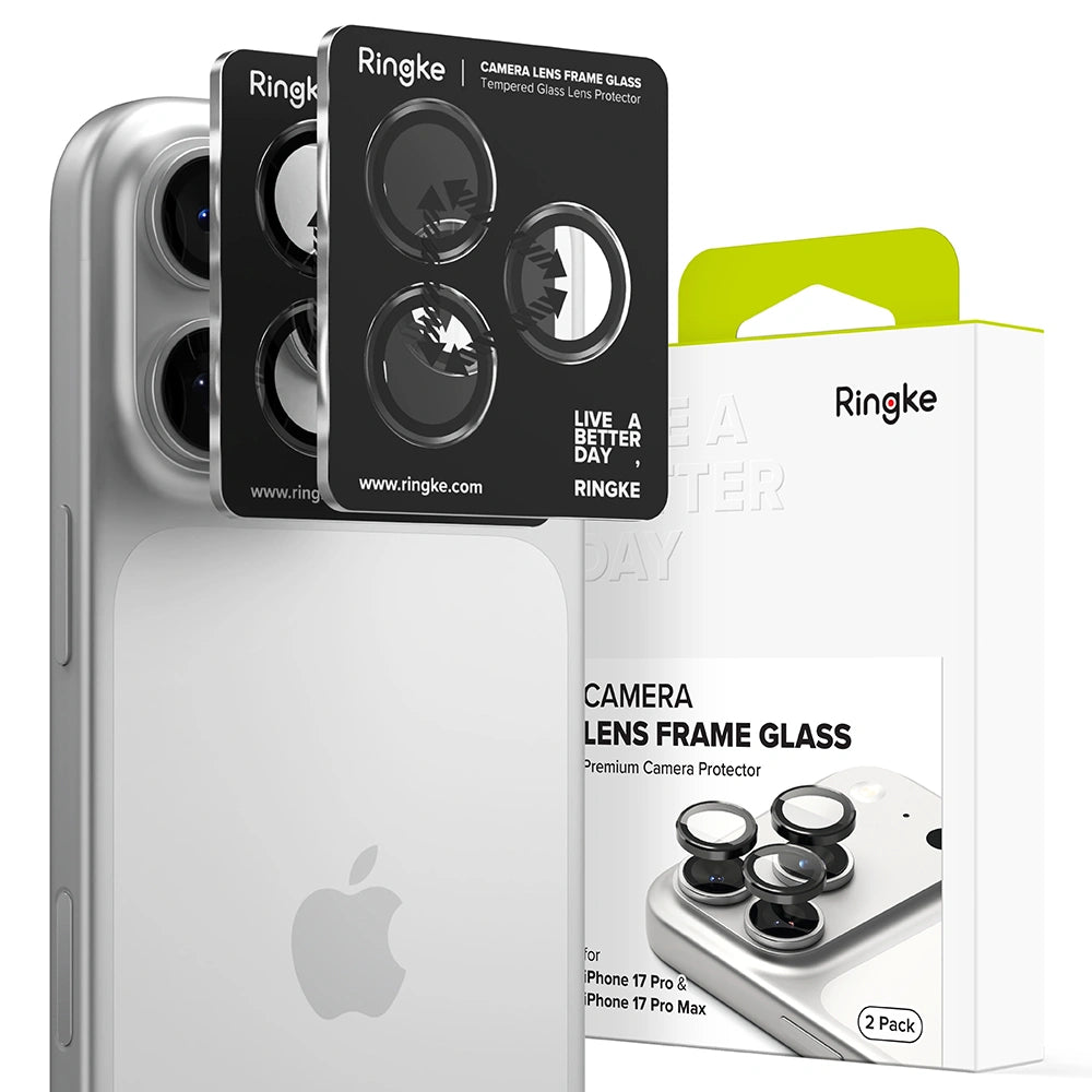 Ringke iPhone 17 Pro / iPhone 17 Pro Max Camera Frame - Αντιχαρακτικό Γυαλί για την Κάμερα - 2 Τεμάχια - Black