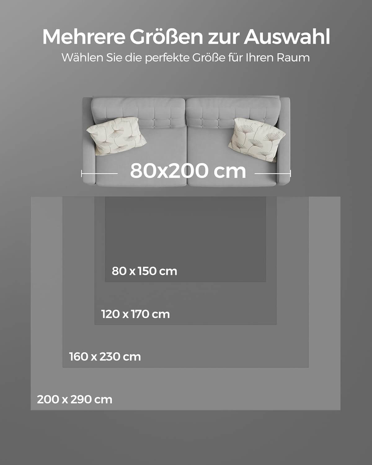 Songmics Αντιολισθητικό Χαλί από Πολυεστέρα που Πλένεται στο Πλυντήριο - 120 x 170 cm - Anthracite Grey - TAR012G02