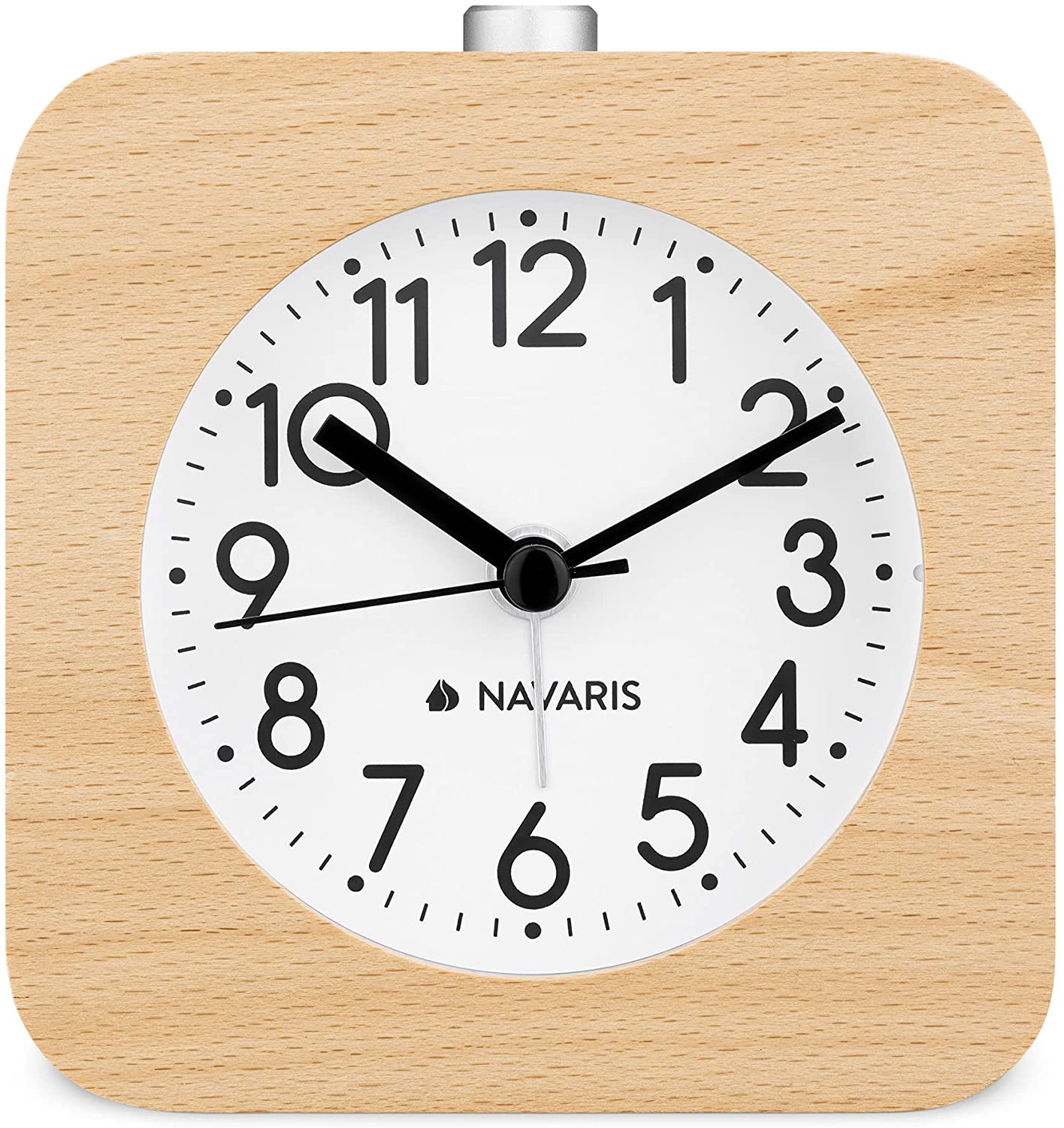 Navaris Αναλογικό Επιτραπέζιο Ρολόι και Ξυπνητήρι - Design Retro Square - Light Brown - 54264.24.02