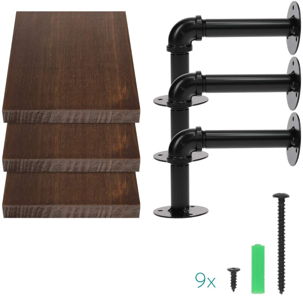 Navaris Σετ 3 Ράφια με Βάση - Dark Brown - 50683.1.18