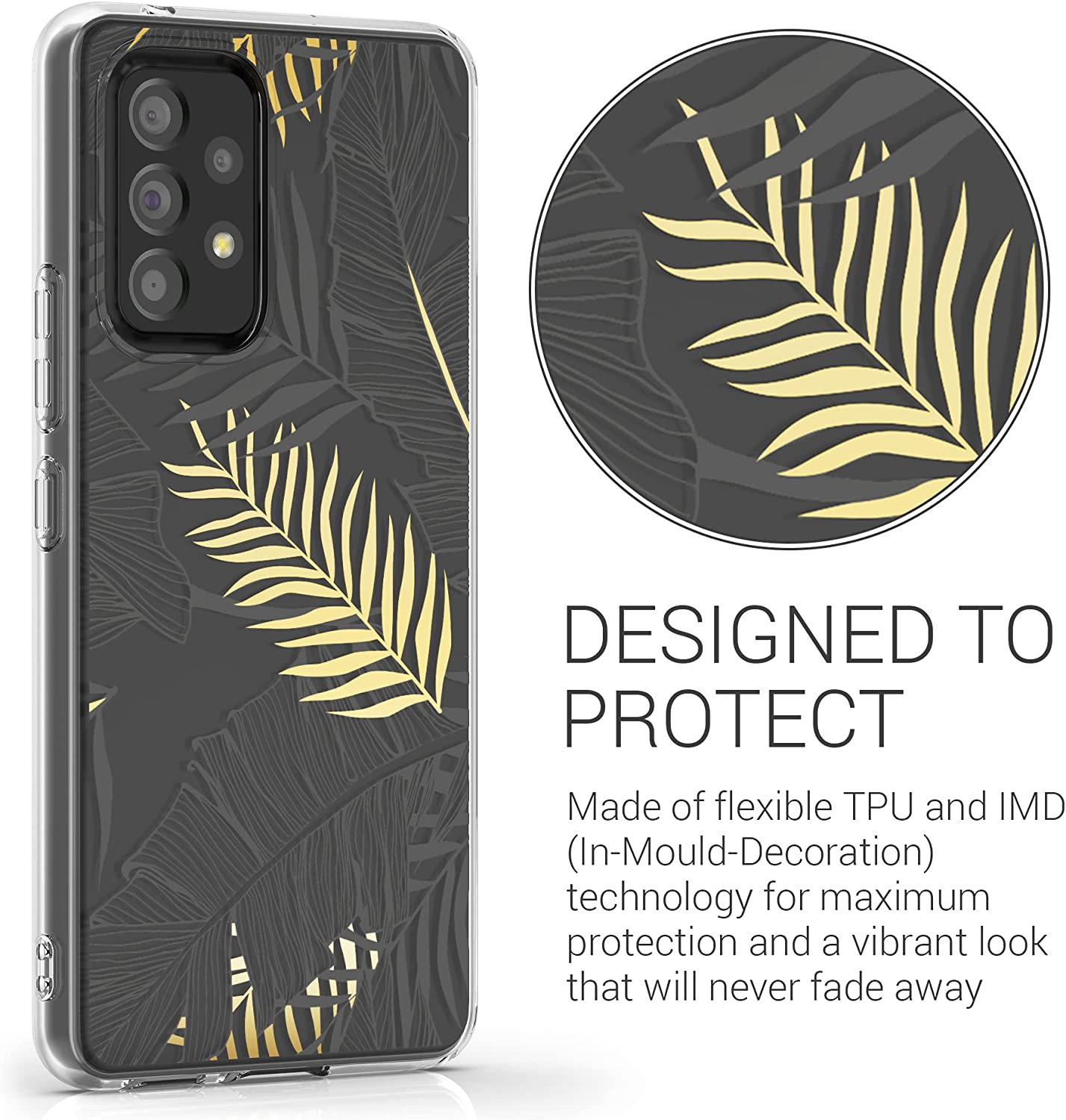 KW Samsung Galaxy A53 5G Θήκη Σιλικόνης TPU Design Jungle - Gold / Grey - Διάφανη - 58800.03
