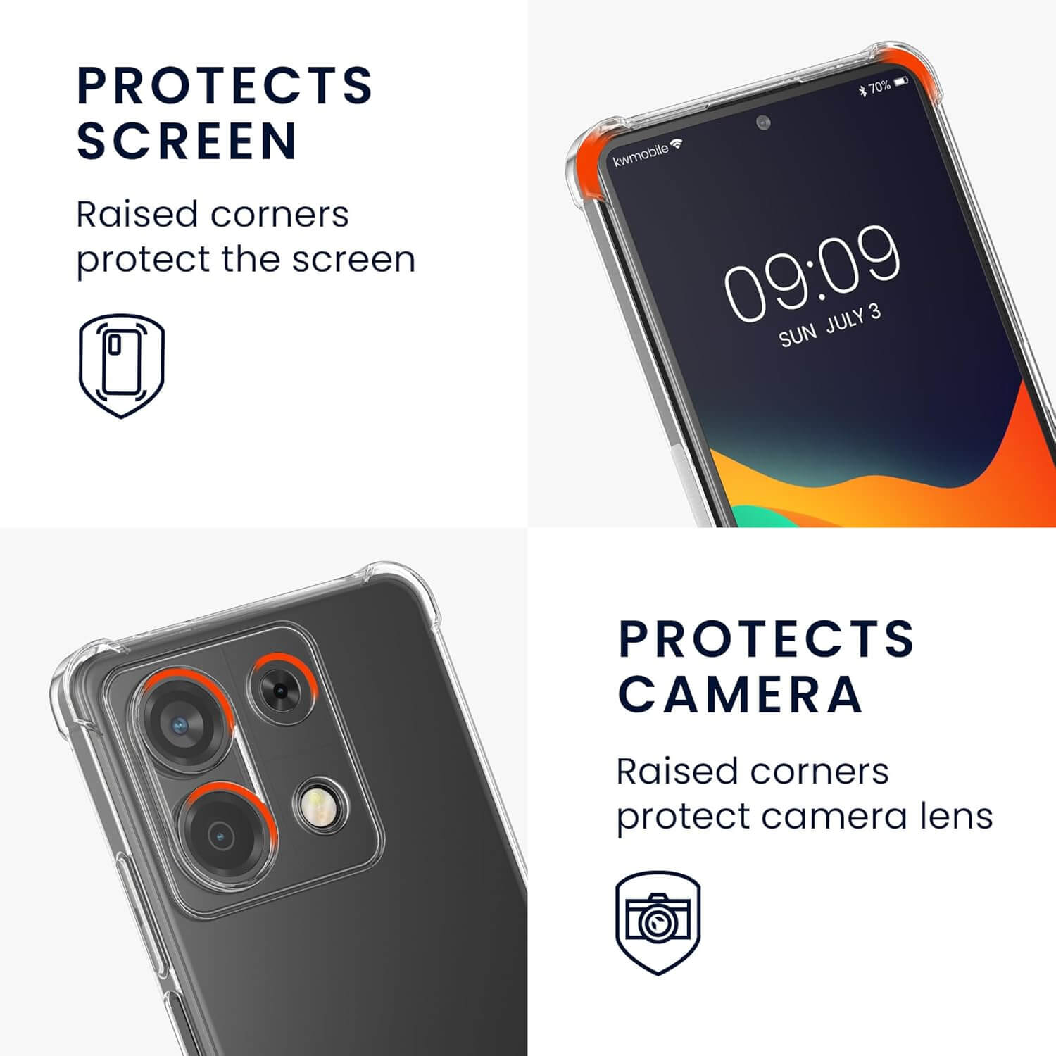 KW Xiaomi Redmi Note 13 5G Θήκη Σιλικόνης TPU με Λουράκι - Διάφανη / Black