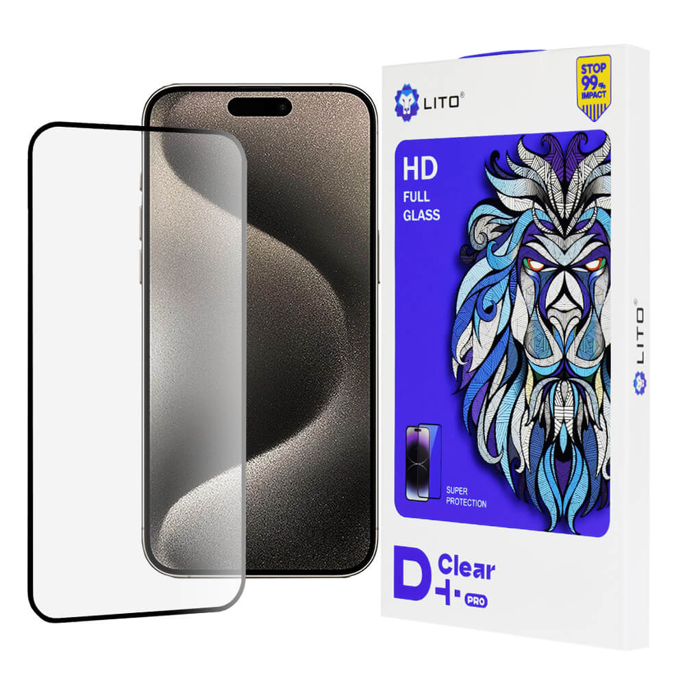 Lito iPhone 15 Pro Max - D+ Pro Clear - Full Screen Αντιχαρακτικό Γυαλί Tempered Glass - Black