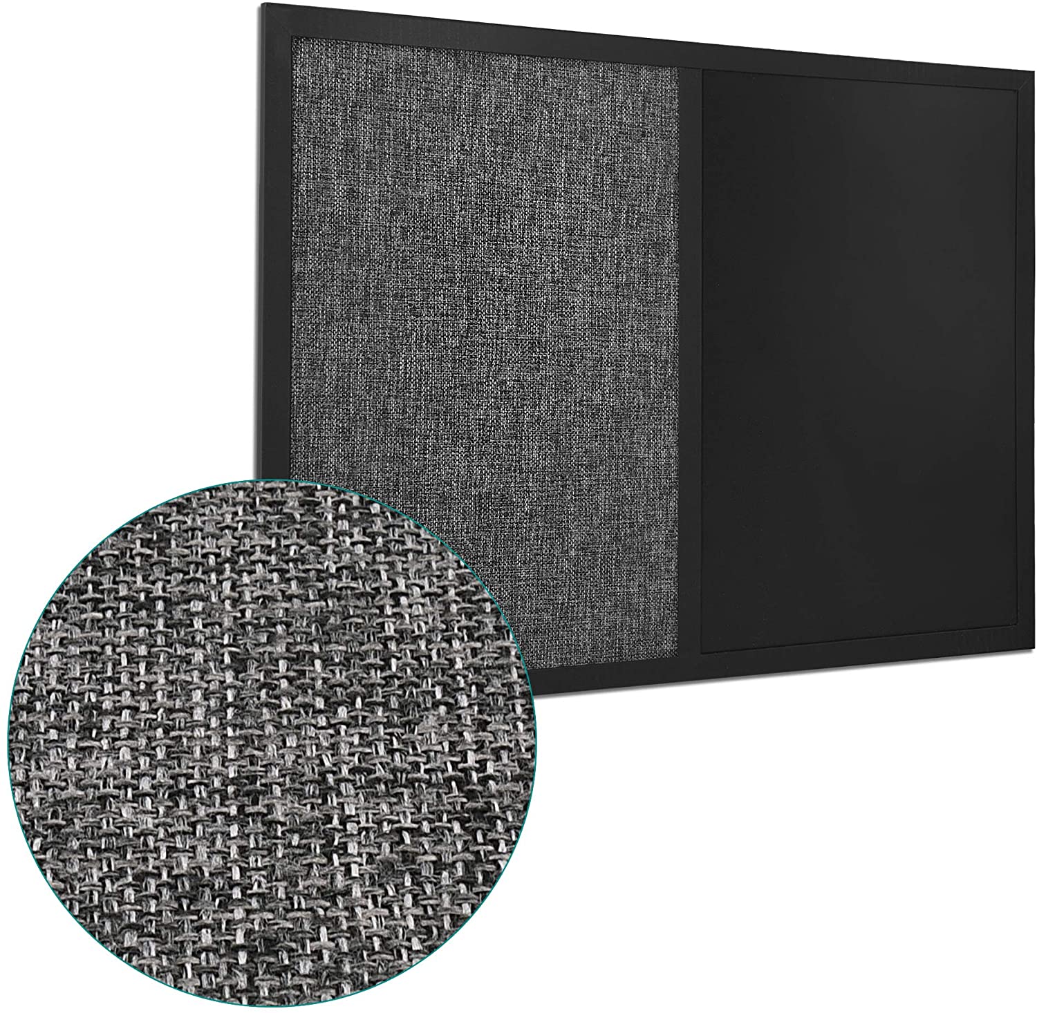 Navaris Combo Board with Chalk and Fabric Boards - Διπλός Πίνακας Ανακοινώσεων με Μαγνητικό Μαυροπίνακα και Πίνακα από Ύφασμα - Black / Grey - 51755.6