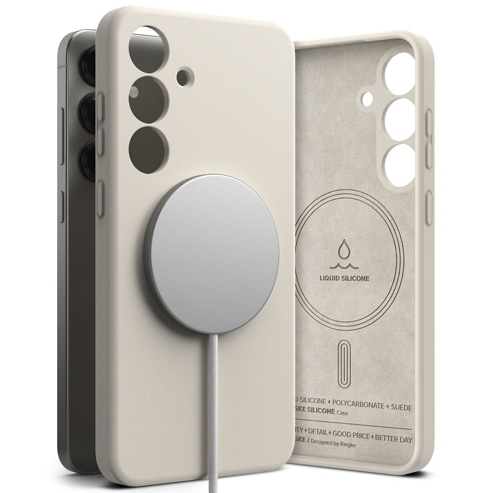 Ringke Samsung Galaxy S25 Silicone Magnetic MagSafe Case Θήκη Σιλικόνης με MagSafe - Stone