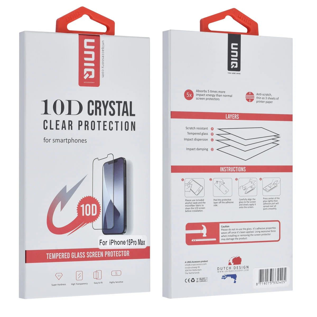 Tuniq iPhone 15 Pro Max - Προστασία Οθόνης - Full Screen 10D Αντιχαρακτικό Γυαλί Tempered Glass - Διάφανο / Μαύρο