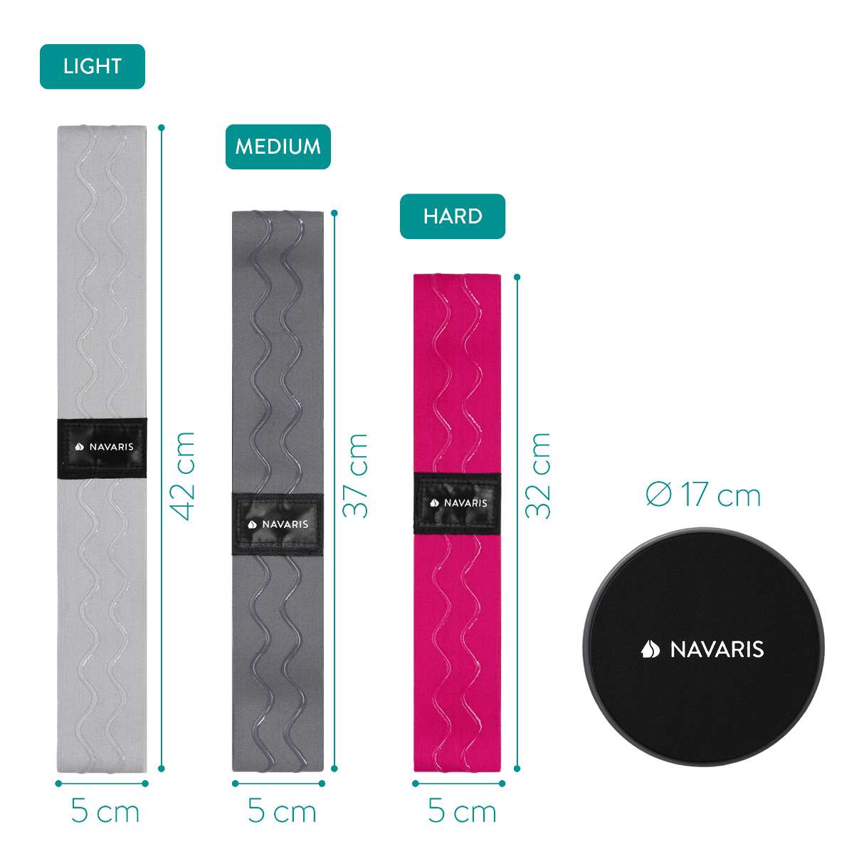 Navaris Σετ με 3 Ιμάντες Γυμναστικής και 2 Δίσκους Ολίσθησης - Grey / Pink - 50879.01.01