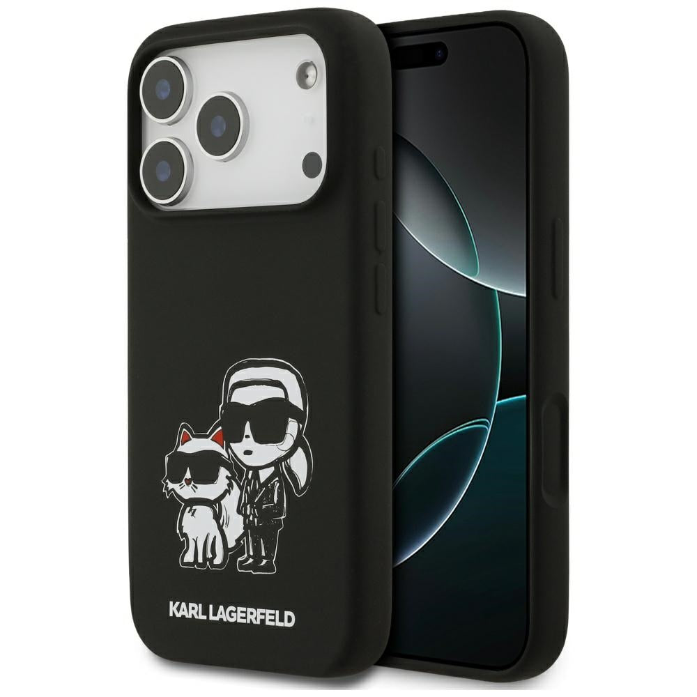 Karl Lagerfeld iPhone 17 Pro - Silicone K/C Sketch and Logo MagSafe - Σκληρή Θήκη με Πλαίσιο Σιλικόνης - Black - KLHMP17LSKCGRGOK