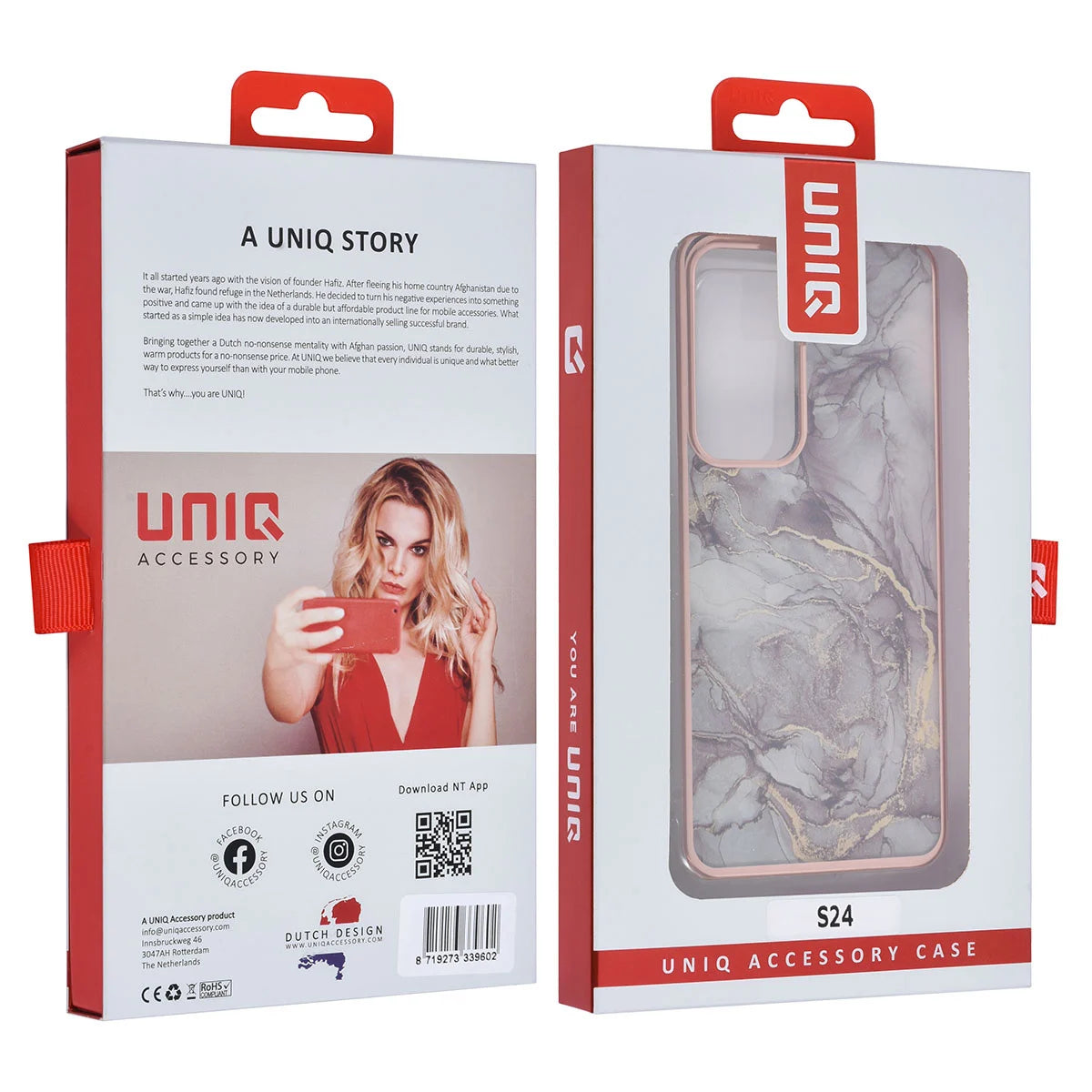 Tuniq Samsung Galaxy S24 - Σκληρή Θήκη με Πλαίσιο Σιλικόνης - Σχέδιο Μάρμαρο - Σκούρο Γκρί