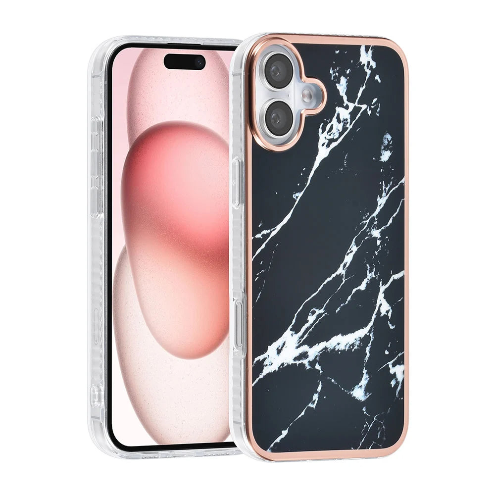 Tuniq iPhone 16 Plus Silicone Θήκη Σιλικόνης - Marble / Black