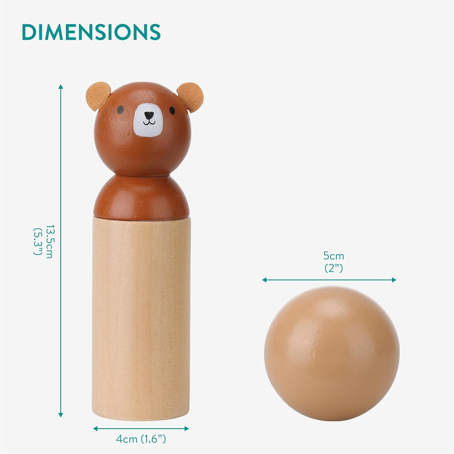 Navaris Ξύλινο Παιχνίδι Μπόουλινγκ για Παιδιά - Brown / Multicolor