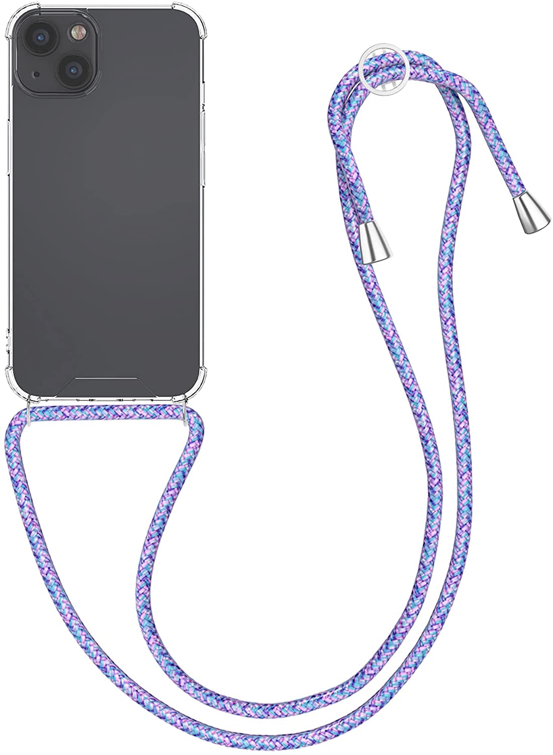 KW iPhone 13 Θήκη Σιλικόνης TPU με Λουράκι - Διάφανη / Lavender / Purple / White - 55949.108