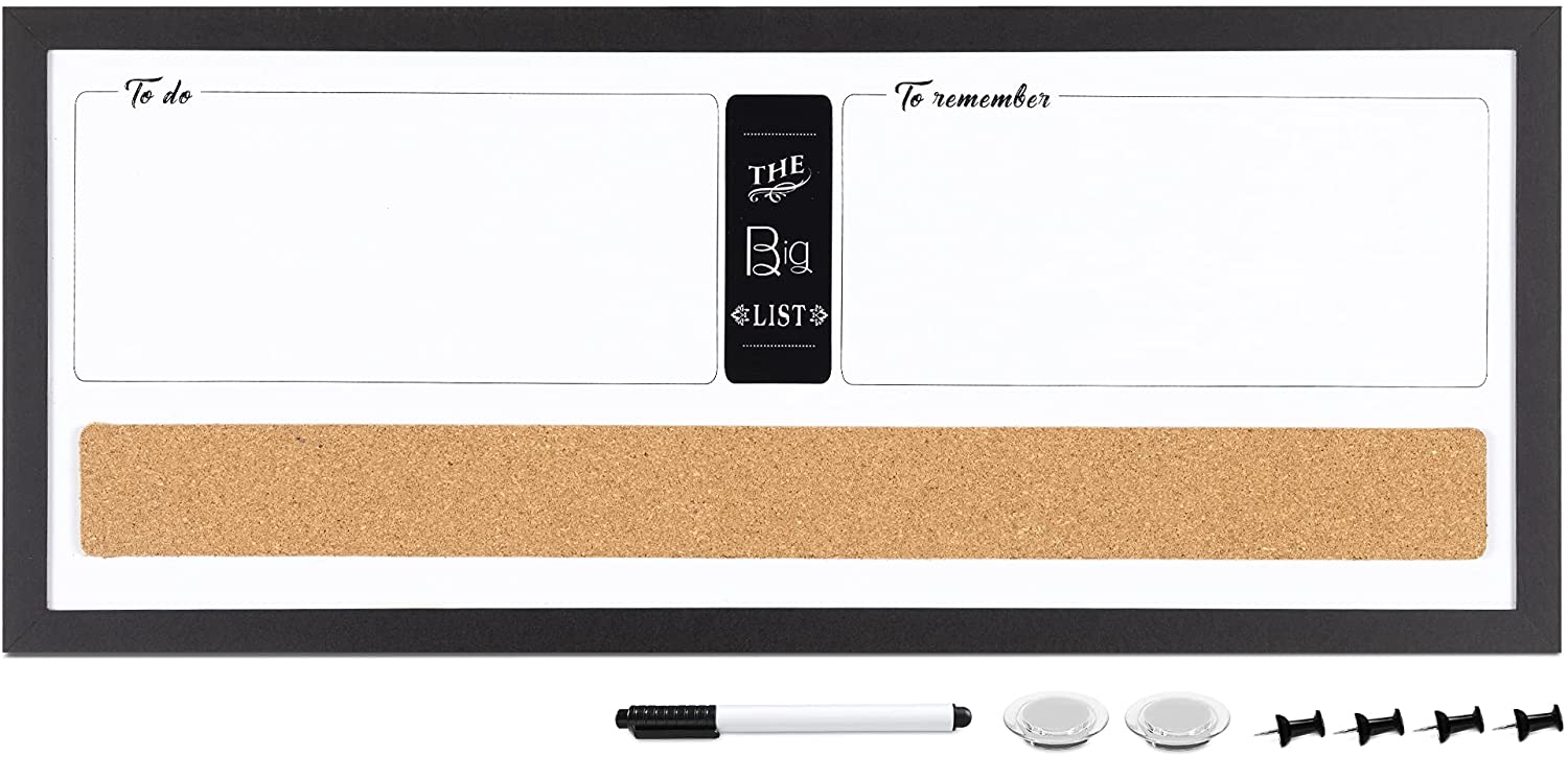 Navaris Combination Board 3 in 1 - Πίνακας 3 σε 1 με Μαυροπίνακα - Φελλό - Μαγνητικό Πίνακα 60 x 25cm - Multicolour - 53787.1