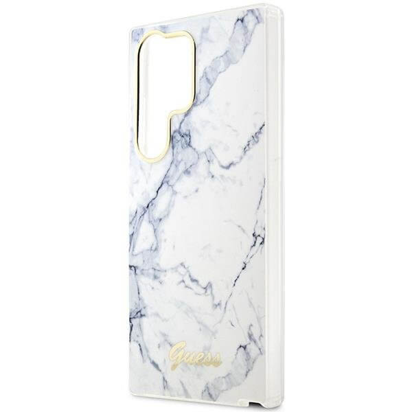 Guess Samsung Galaxy S23 Ultra - Marble Collection Σκληρή Θήκη με Πλαίσιο Σιλικόνης - White - GUHCS23LPCUMAH